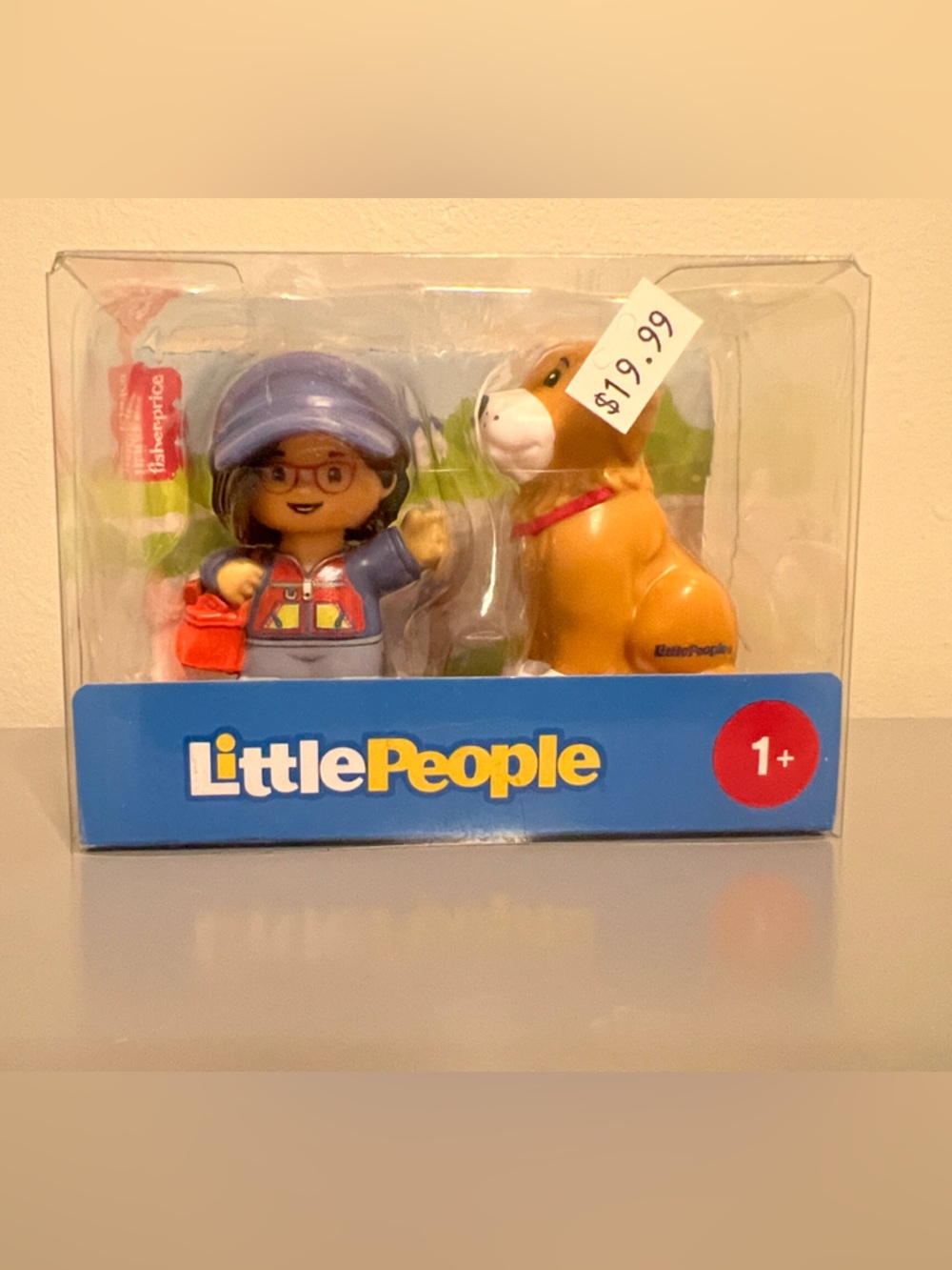 Fisher-Price Little People Girl Figure with Blue Hat & Tan Dog